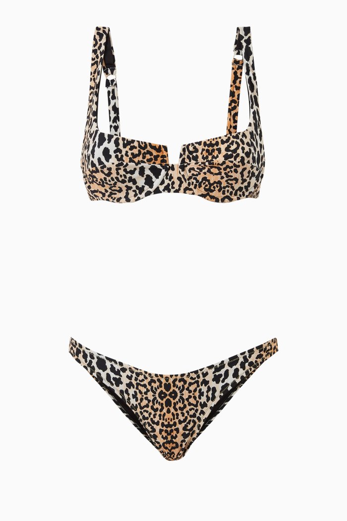 Brigitte Bikini Set in Stretch Nylon, Brown