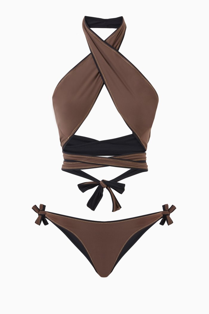 

Showhorse Bikini Set in Regenerated Nylon, Brown