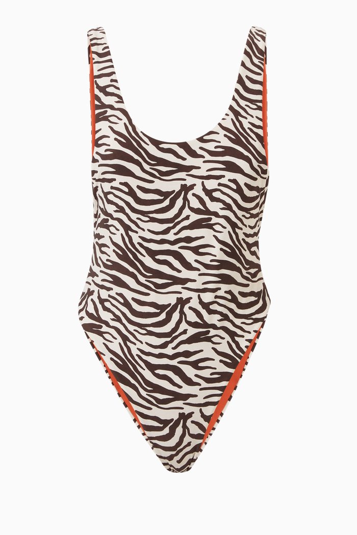 

Funky One-piece Swimsuit in Stretch Nylon, Brown