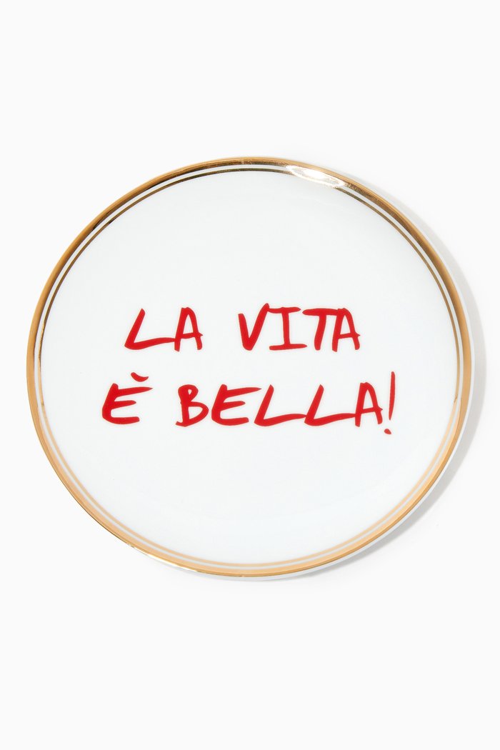 

La Vita è Bella Plate in Porcelain, Multicolour