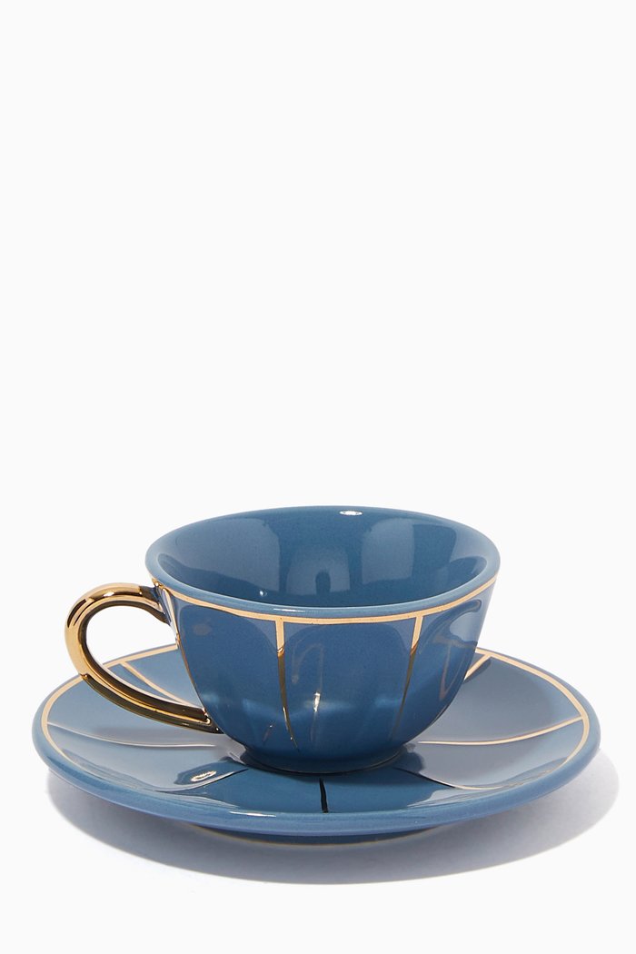 

Coffee Cup & Saucer Set in Porcelain, Blue