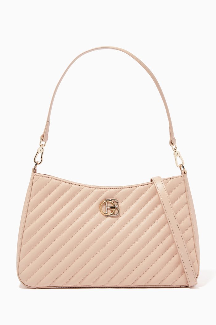 

Serena Shoulder Bag in Quilted Leather, Neutral