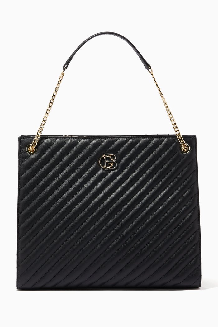 

B-Iconic Tote Bag in Quilted Leather, Black