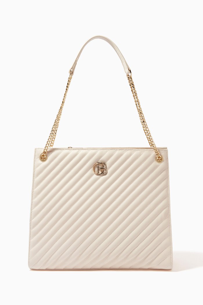 

B-Iconic Tote Bag in Quilted Leather, Neutral