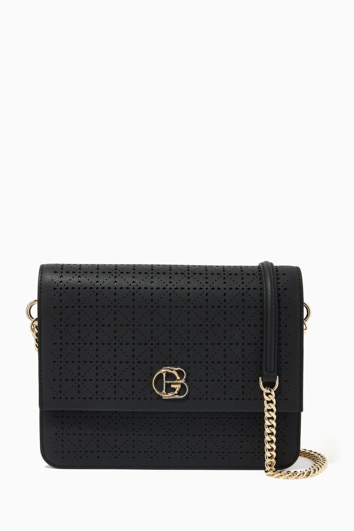 

Claudia Crossbody in Laser-cut Leather, Black