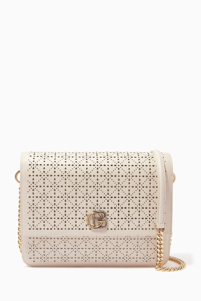 

Claudia Crossbody in Laser-cut Leather, Neutral