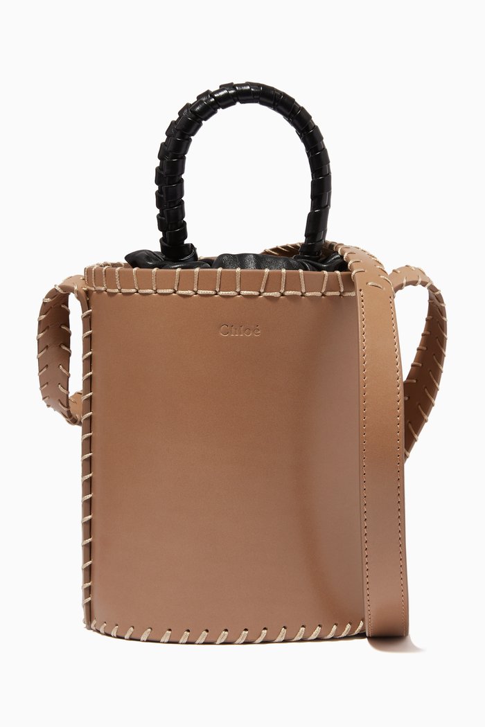 

Louela Mini Bucket Bag in Calfskin & Nappa Lambskin, Grey