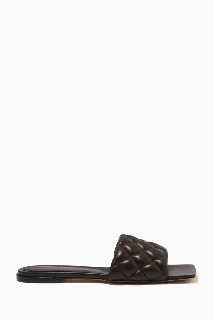 

Flat Sandals in Intreccio Leather, Brown