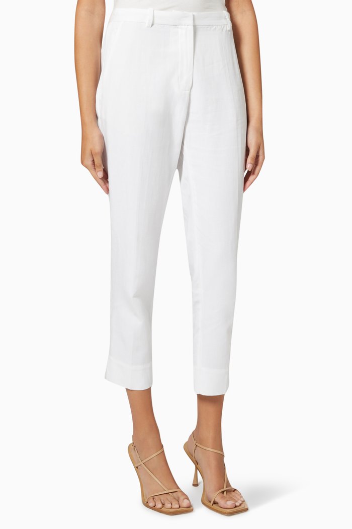 

Tapered Ankle Trousers in Viscose, White