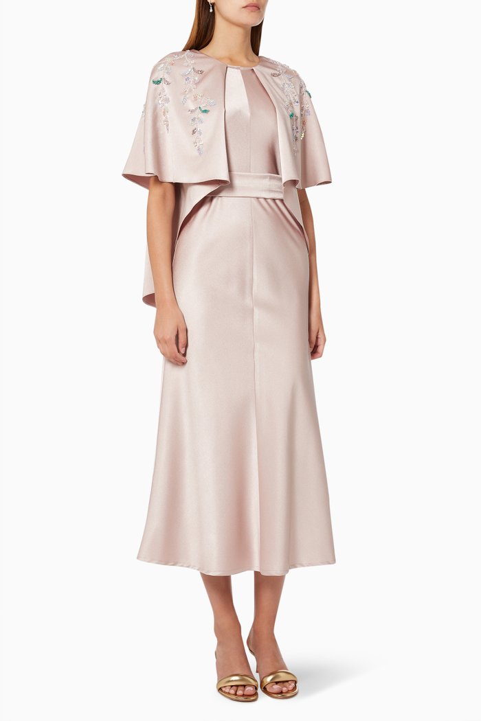 

Cape Dress in Satin, Pink
