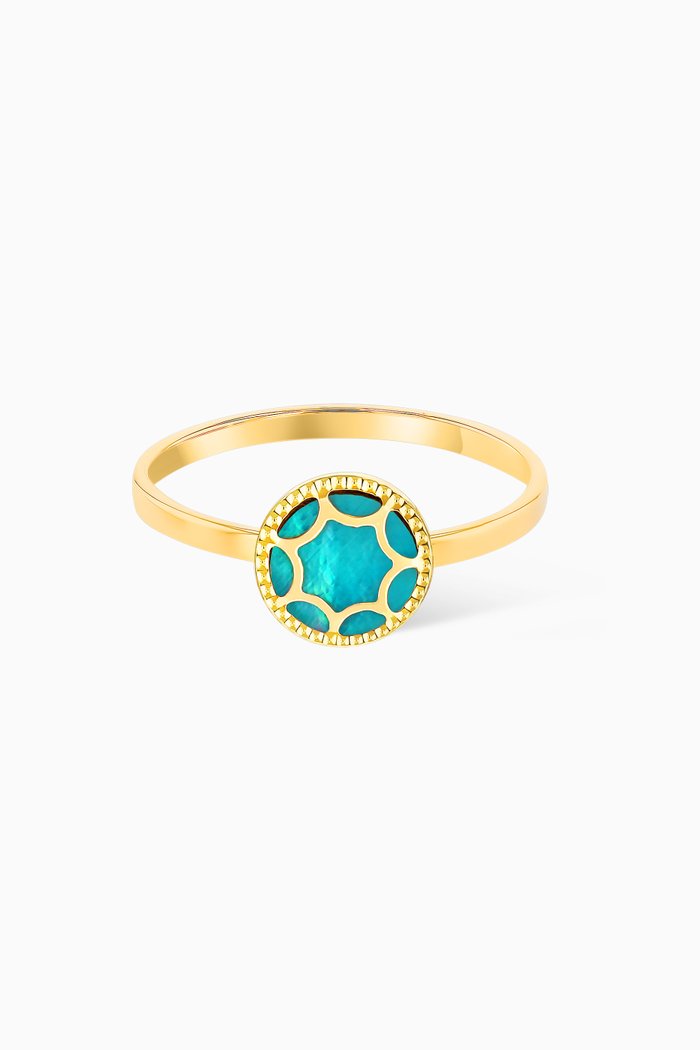 Amelia Roma Mother of Pearl Ring in 18kt Yellow Gold