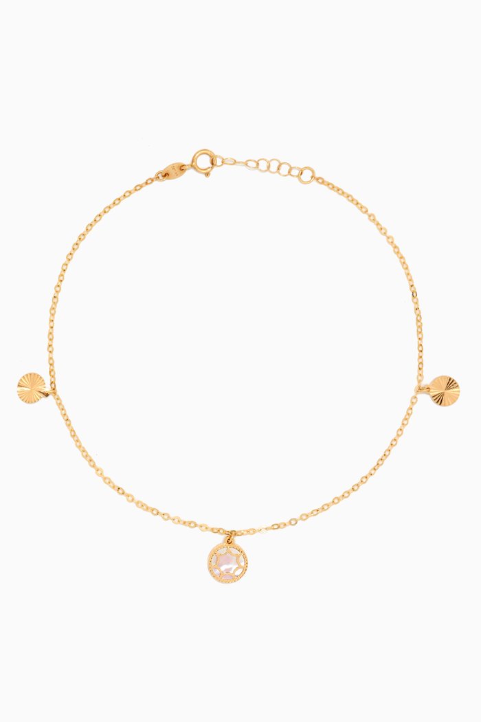 

Amelia Roma Mother of Pearl Anklet in 18kt Yellow Gold