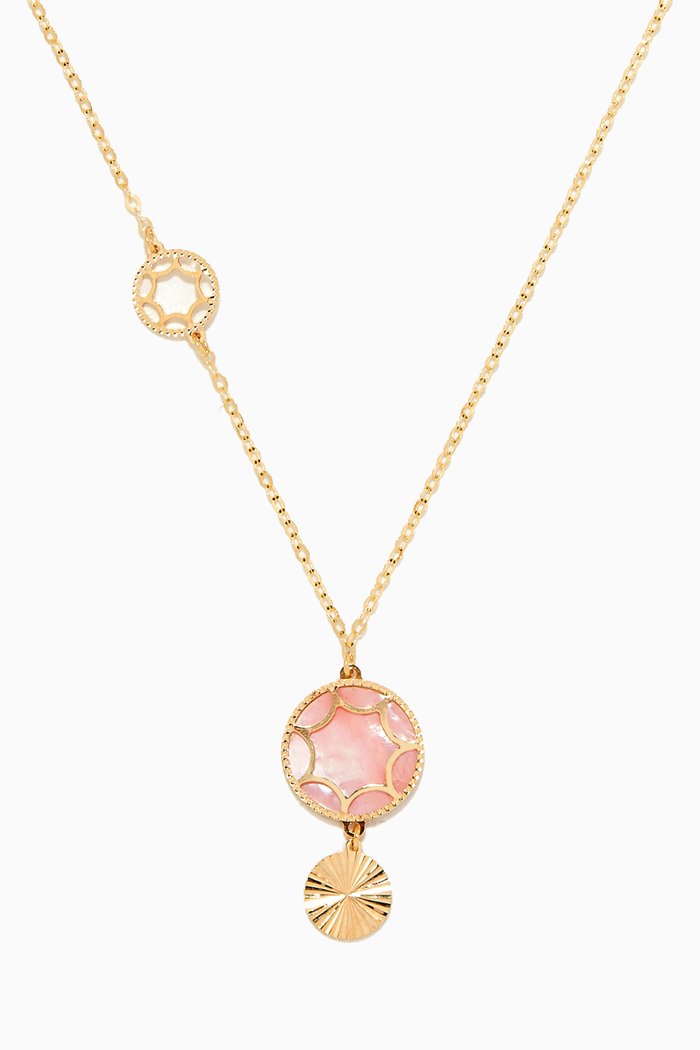 

Amelia Roma Mother of Pearl Charm Necklace in 18kt Yellow Gold