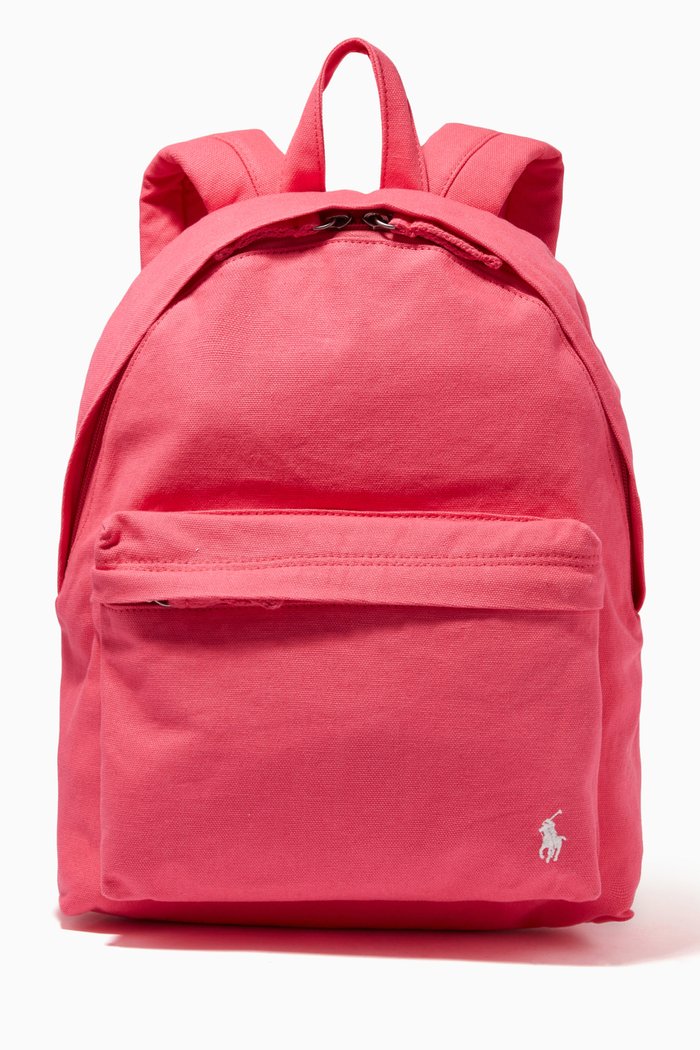 

Logo Embroidered Backpack in Canvas, Pink