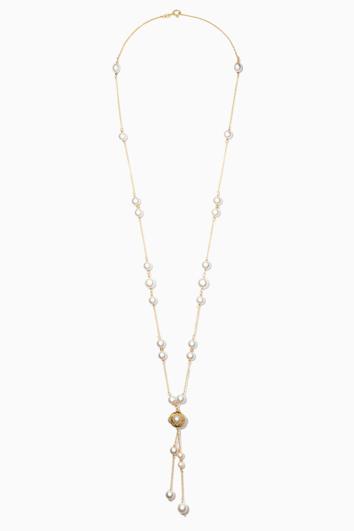 

Amani Tassel Necklace in 18kt Gold Plated Sterling Silver, White