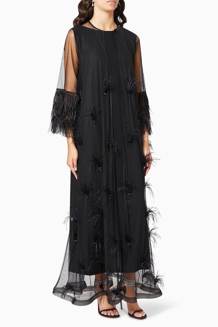 Wedding Abaya in Tulle, Black