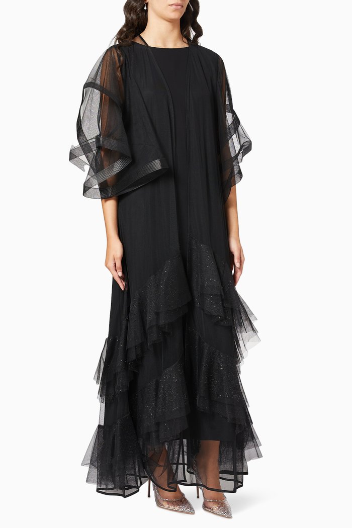 

Alexa Wedding Abaya in Tulle, Black