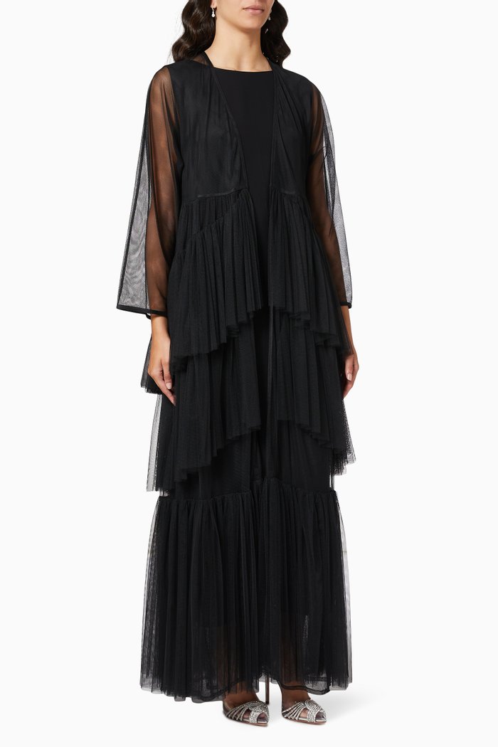 

Layered Wedding Abaya, Black
