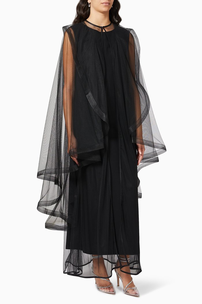 

Ruffle Abaya in Tulle, Black