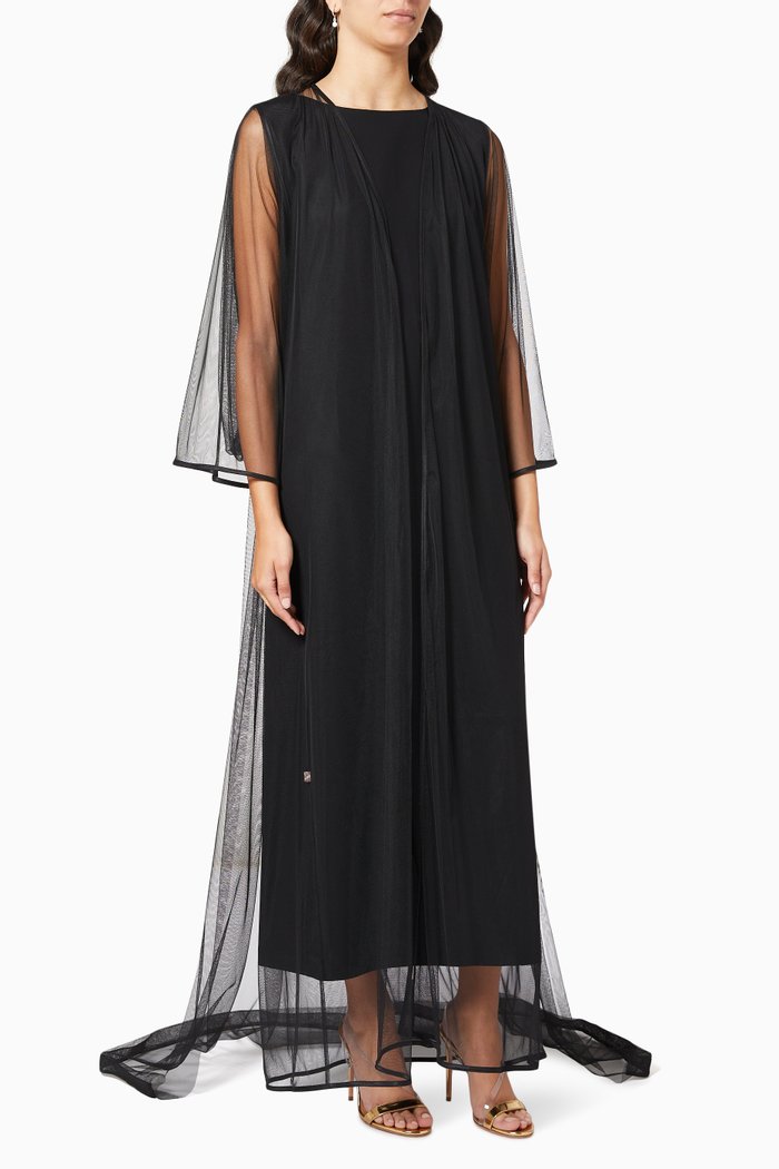 Columba Wedding Abaya in Tulle, Black