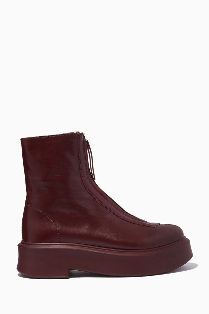

Zipped Boots in Smooth Leather, Burgundy
