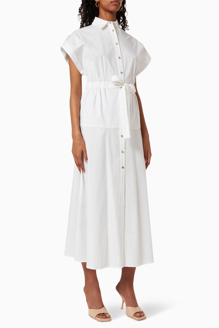 

Aruba Shirtdress in Cotton Poplin, White