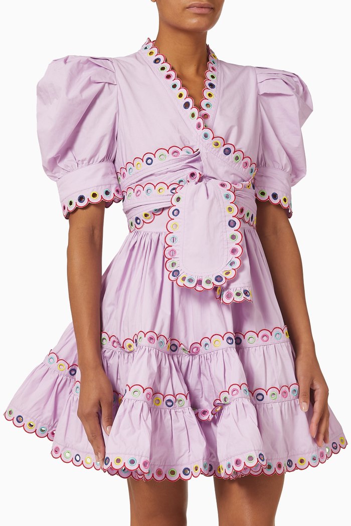 

Einar Embroidered Wrap Mini Dress, Pink