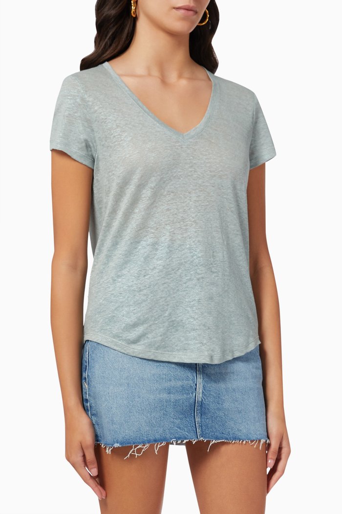 

T-shirt in Linen, Blue