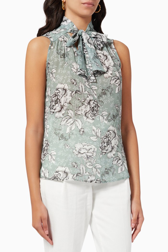 

Floral Blouse in Viscose, Blue