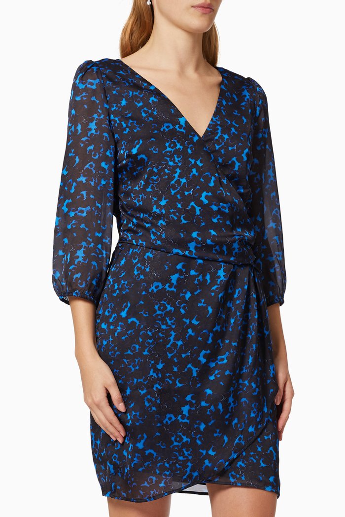 

Leopard Print Wrap Dress, Blue