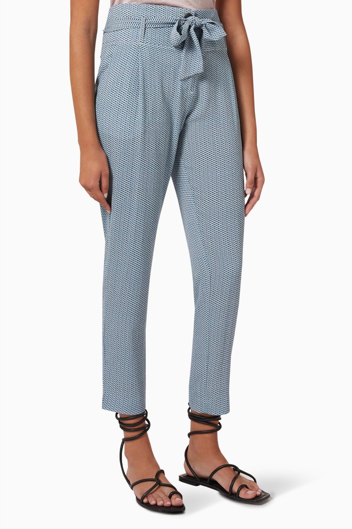 

Fluid Printed Trousers in Stretch Crepe, Green
