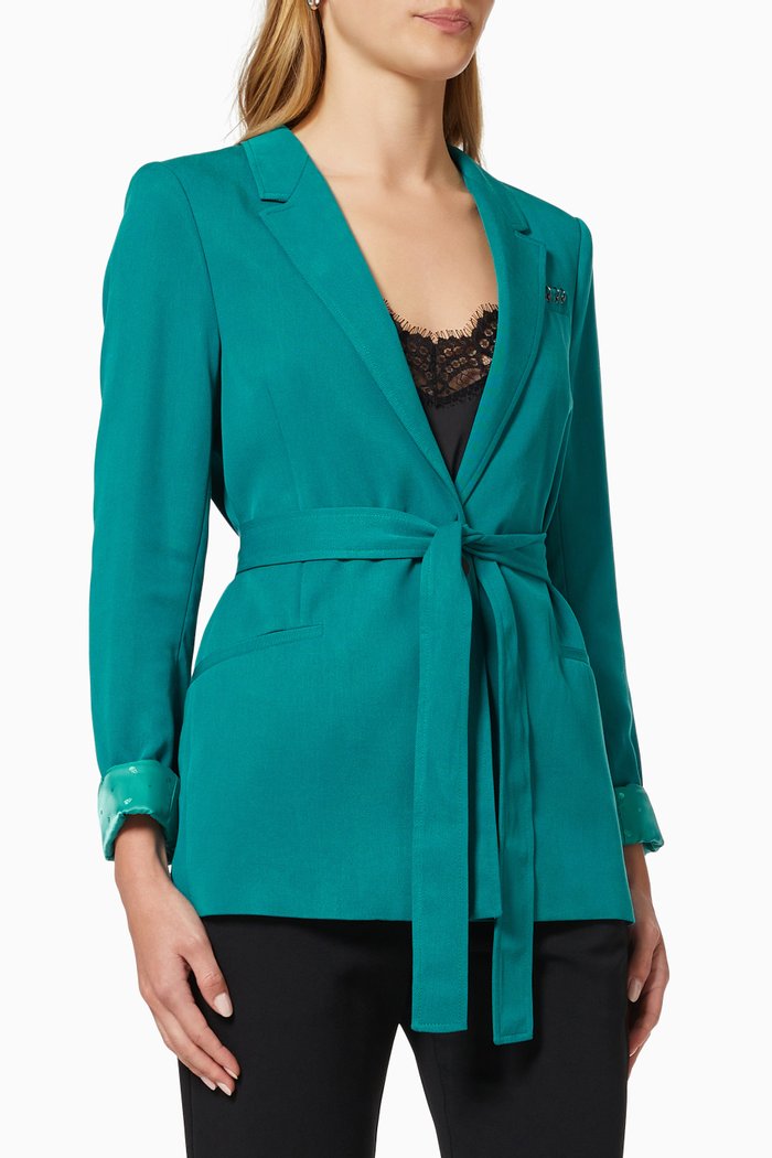 

Suit Jacket with Belt in TENCEL™ Lyocell, Blue