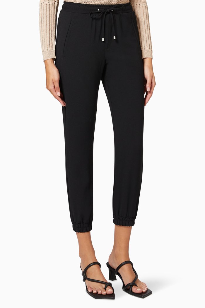 

High Waist Joggers in Crepe, Black