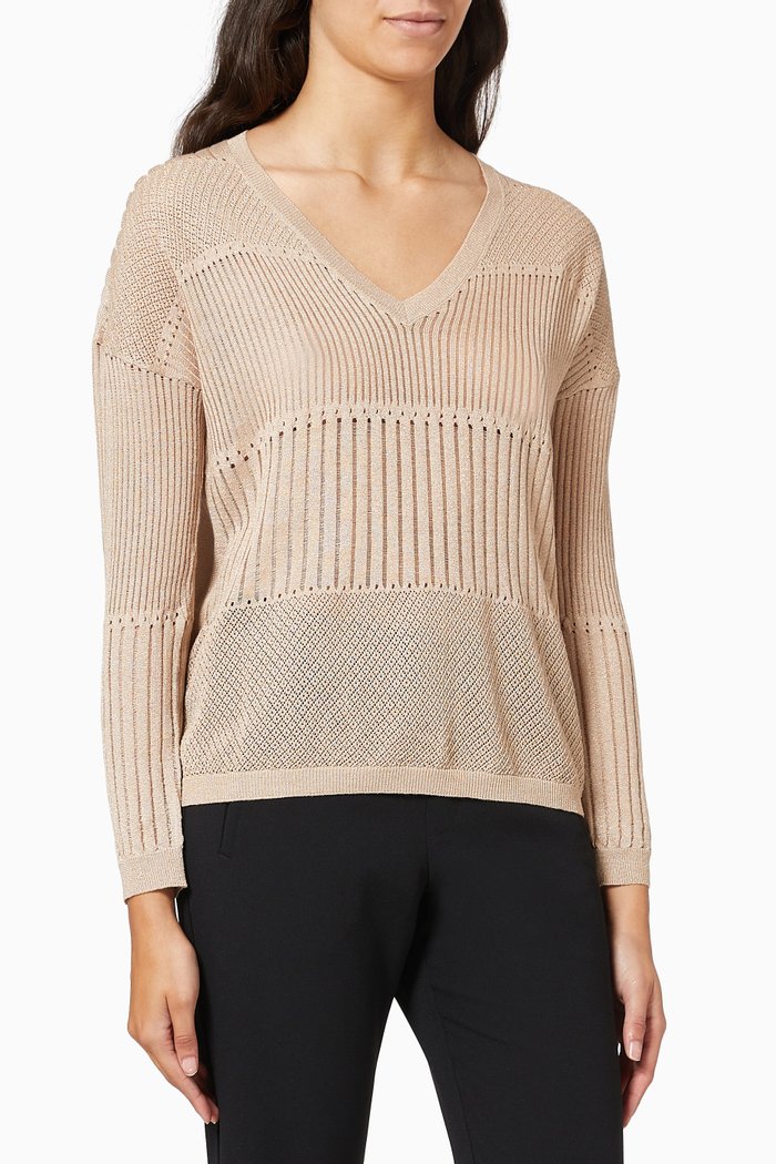 

V Neck Sweater in Wool Knit, Multicolour