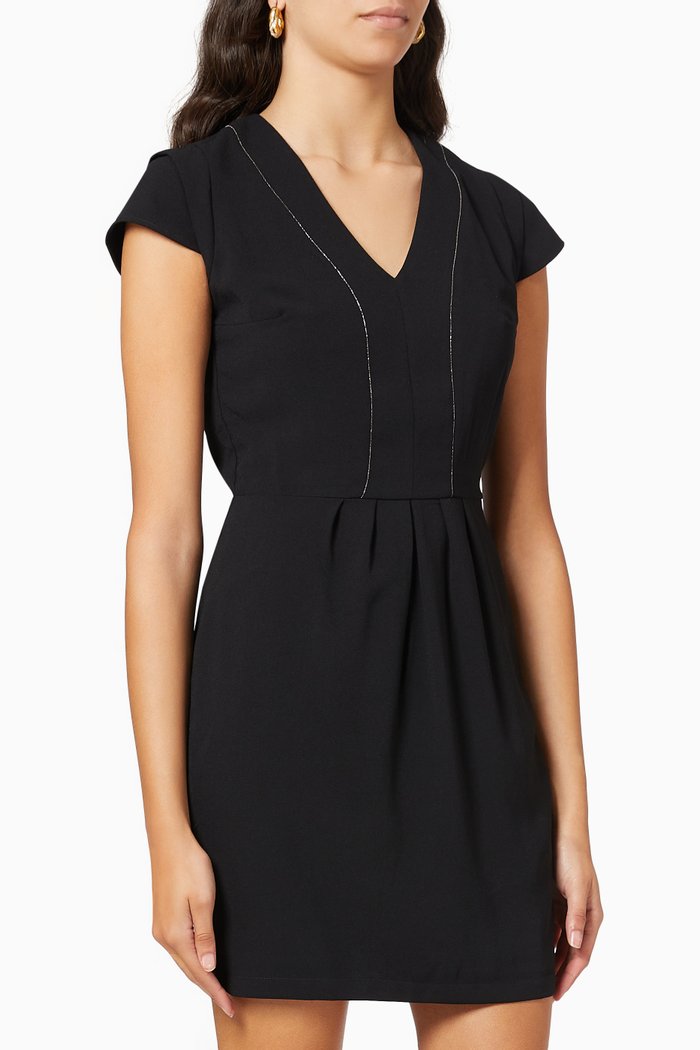 

Cap Sleeve Dress in Crepe, Black