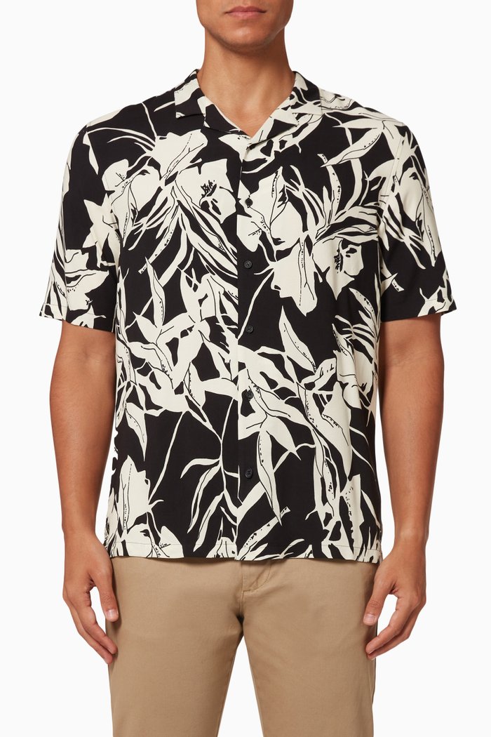

Floral Shirt in Ecovero® Viscose, Black