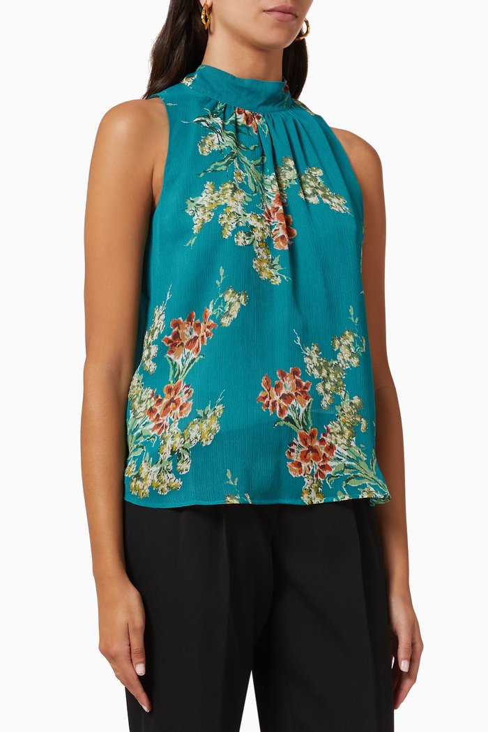

Floral Top in Chiffon, Green