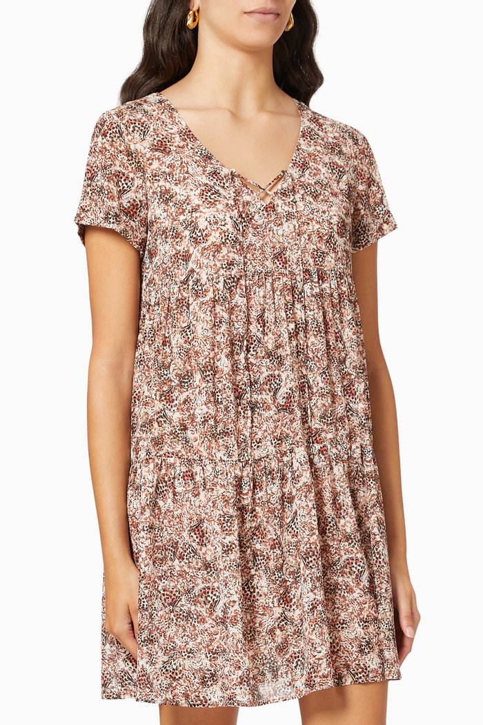 

Short Sleeve Dress in Crepe, Multicolour