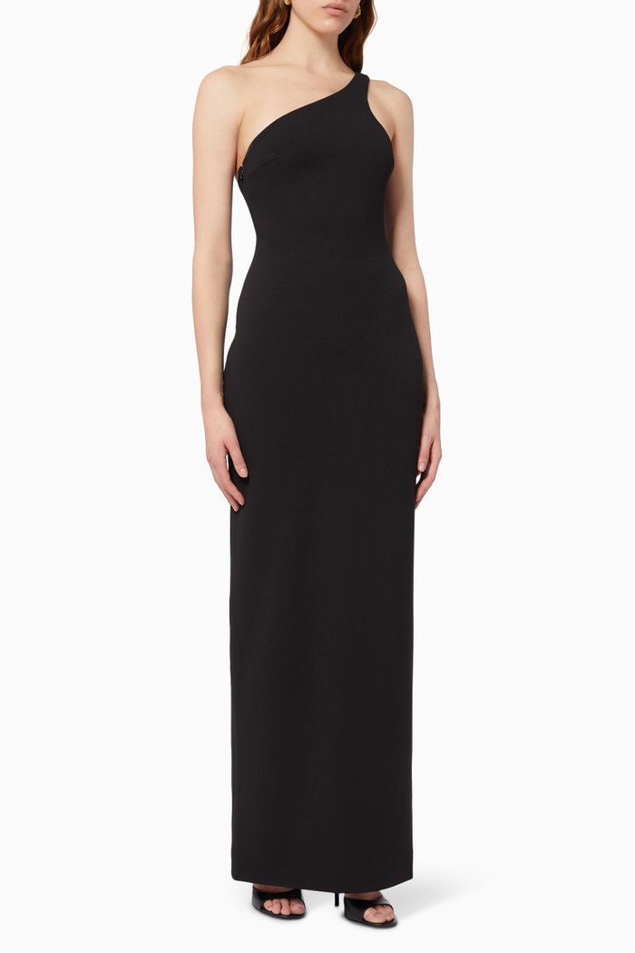 Loretta Asymmetrical Gown, Black