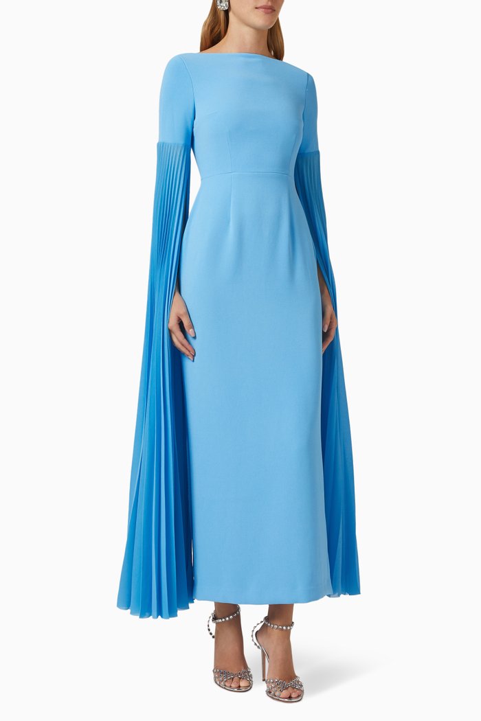 

Grace Cape Sleeves Gown, Blue