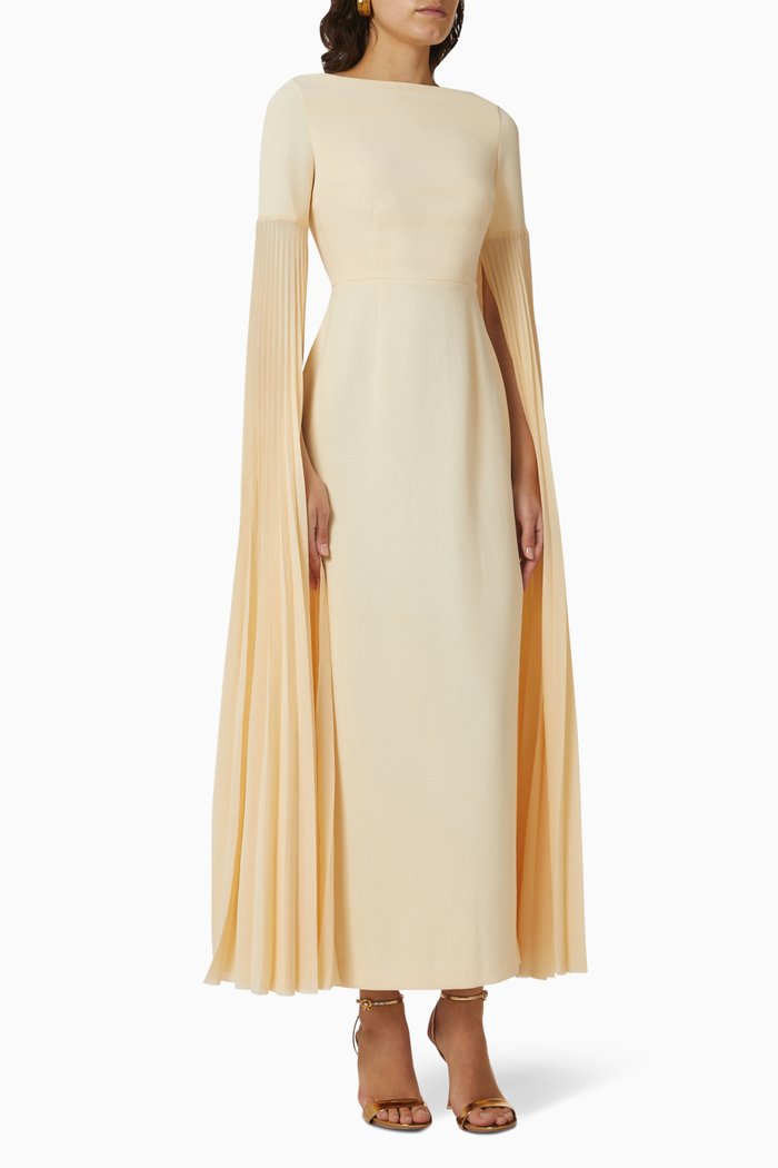 

Grace Cape-sleeve Gown, Neutral