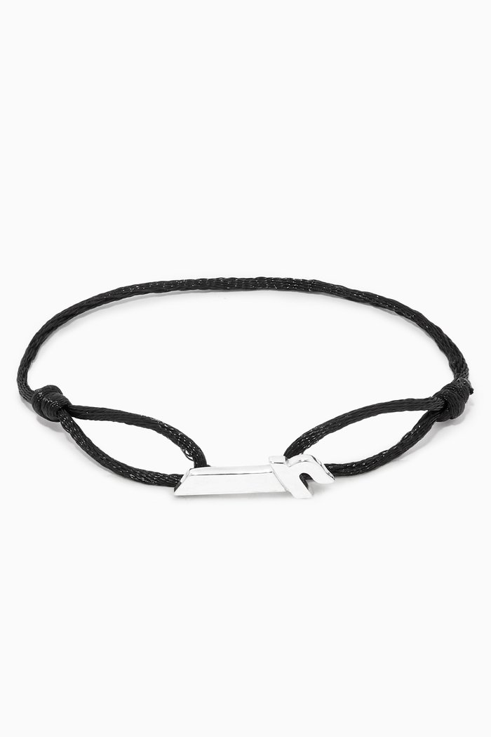 

Arabic 'Alef' Letter Bracelet in Sterling Silver & Fabric