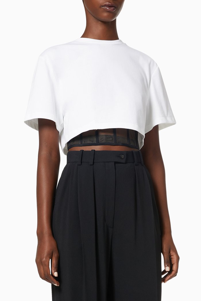 Corset Crop T-shirt in Cotton-jersey, White