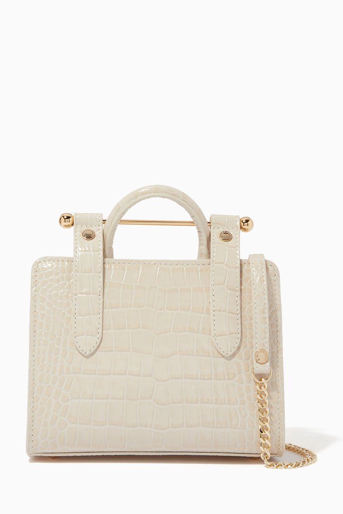 

Nano Tote Bag in Croc-embossed Leather, Neutral