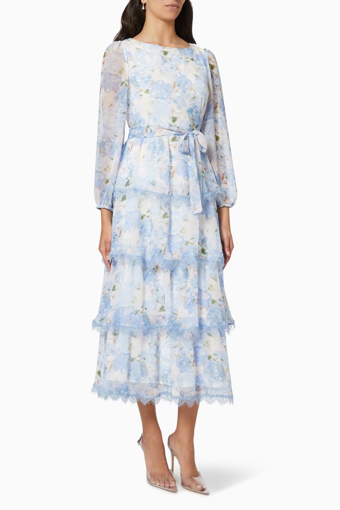 Reyhan Dress in Chiffon, Blue