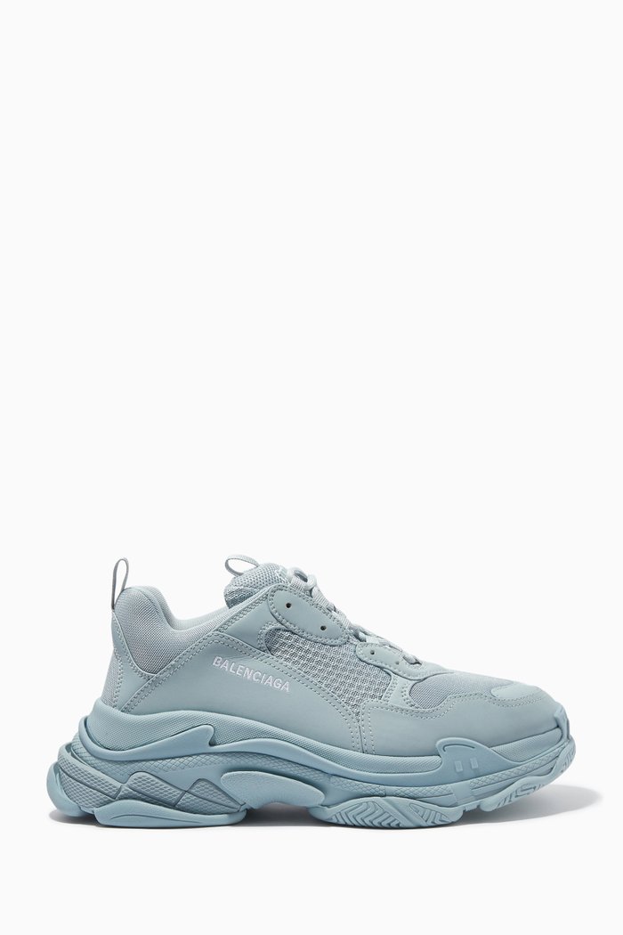 

Triple S Sneakers in Leather & Mesh, Blue