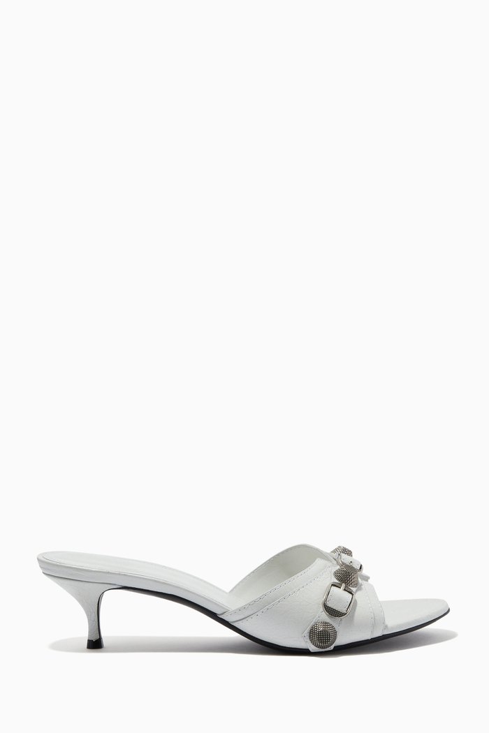 Cagole Mules in Arena Lambskin, White