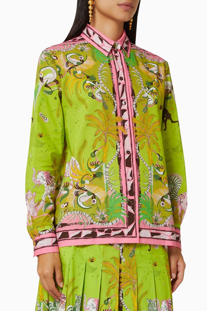 

Nairobi-Print Shirt in Cotton, Green