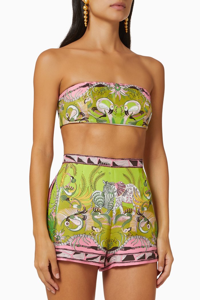 

Bandeau Top in Silk, Green