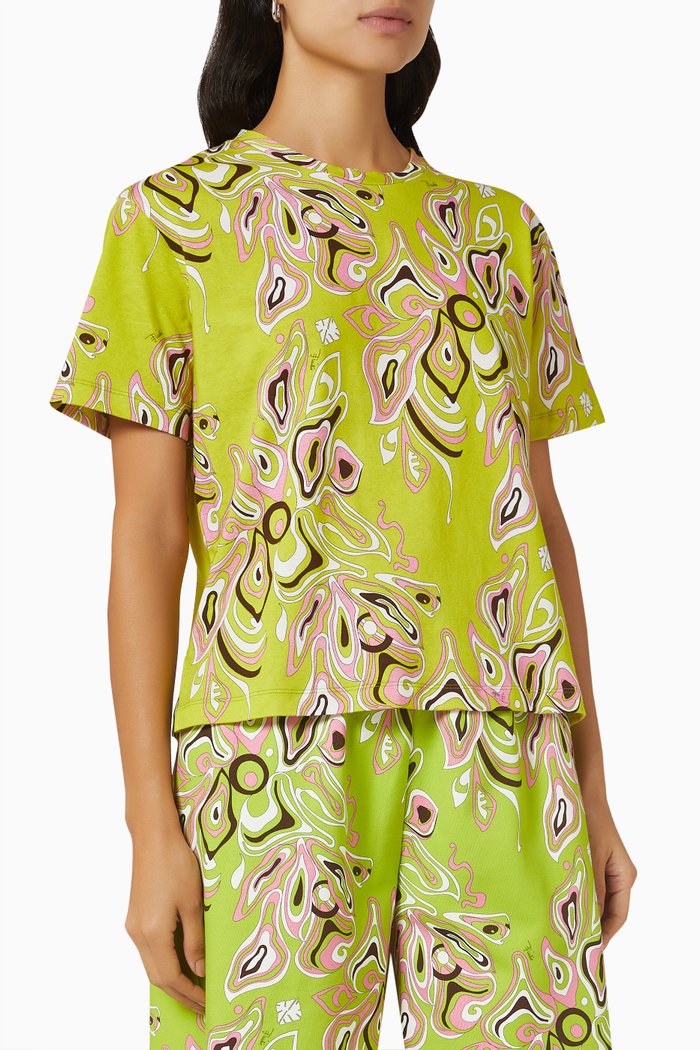

African-Print T-Shirt in Sustainable Cotton, Green
